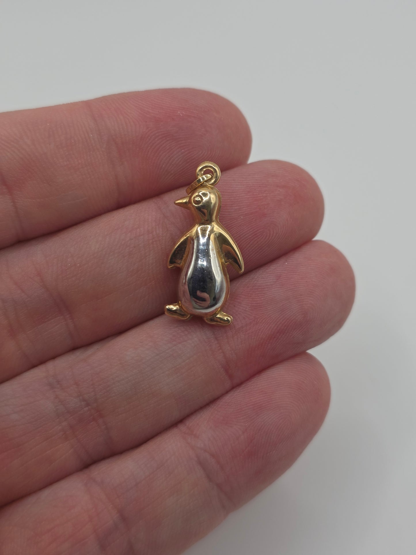 9ct two tone gold penguin charm
