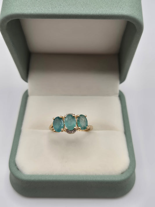 9ct gold grandidierite and diamond ring