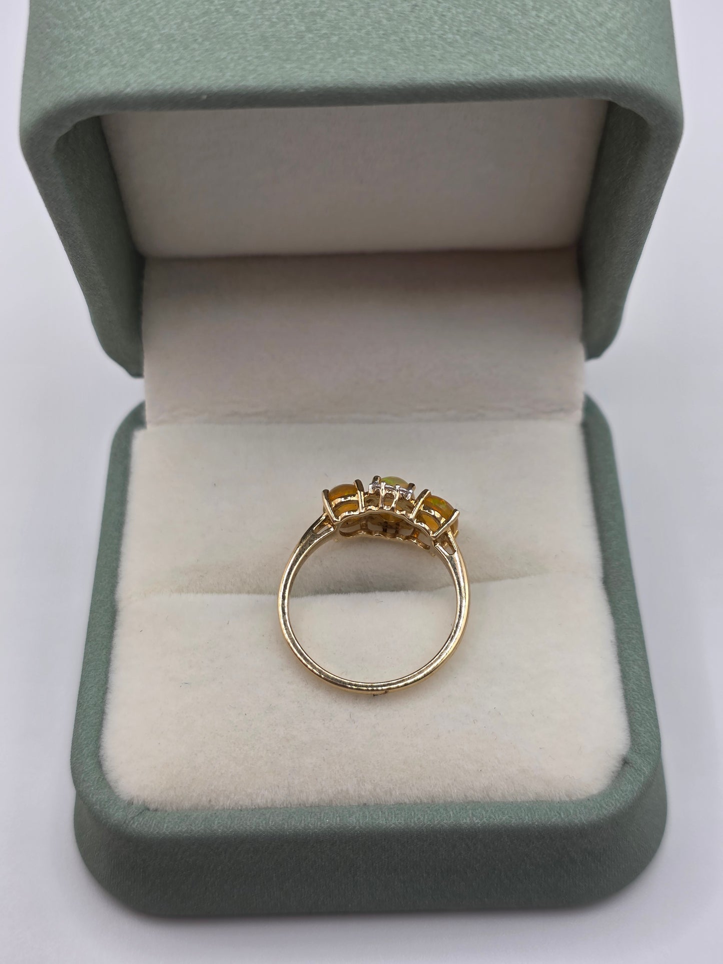9ct gold opal and zircon ring