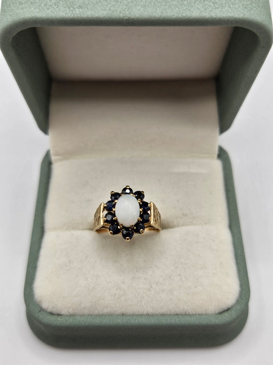 9ct gold opal and sapphire ring