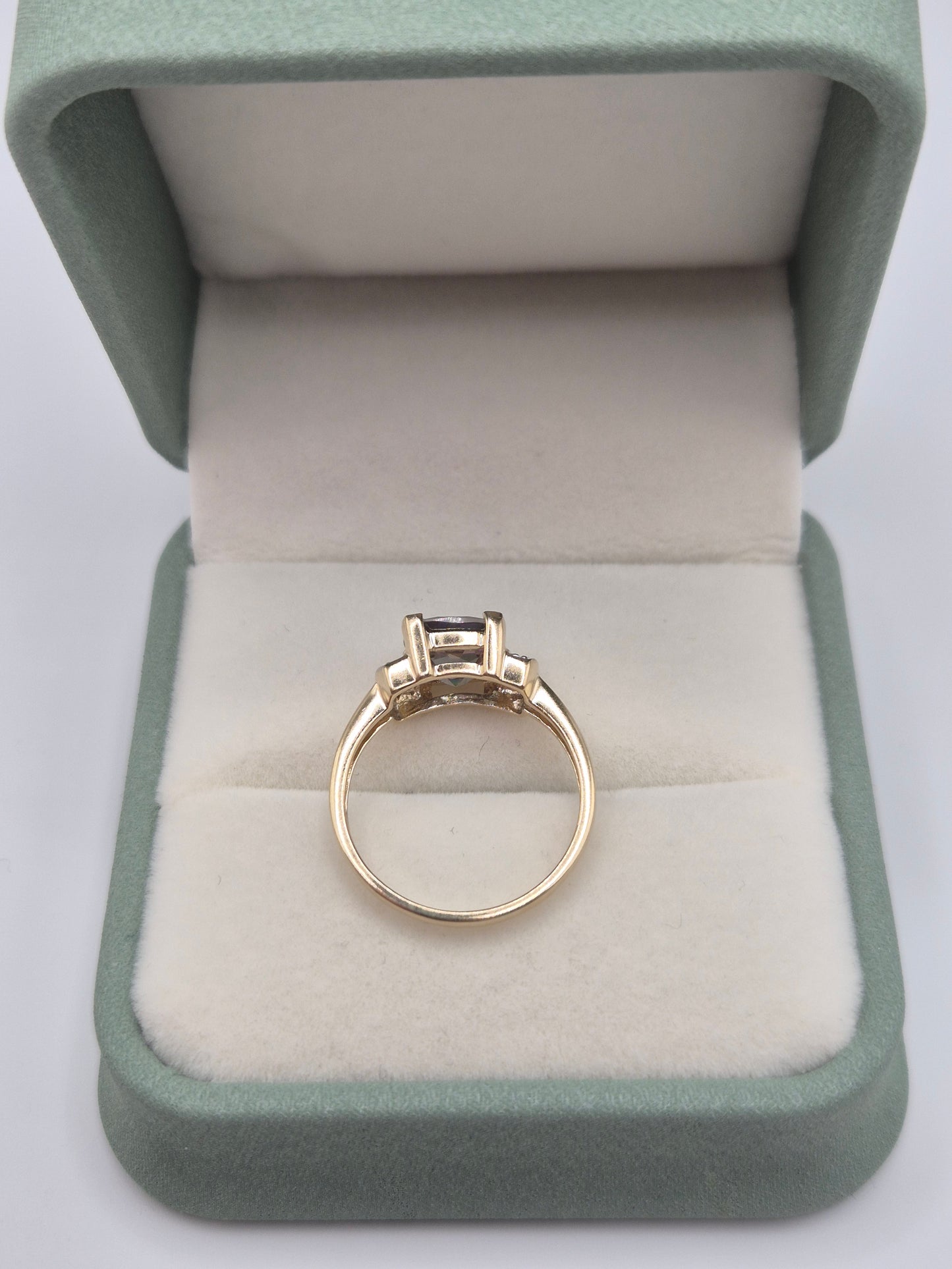 9ct gold mystic topaz and diamond ring