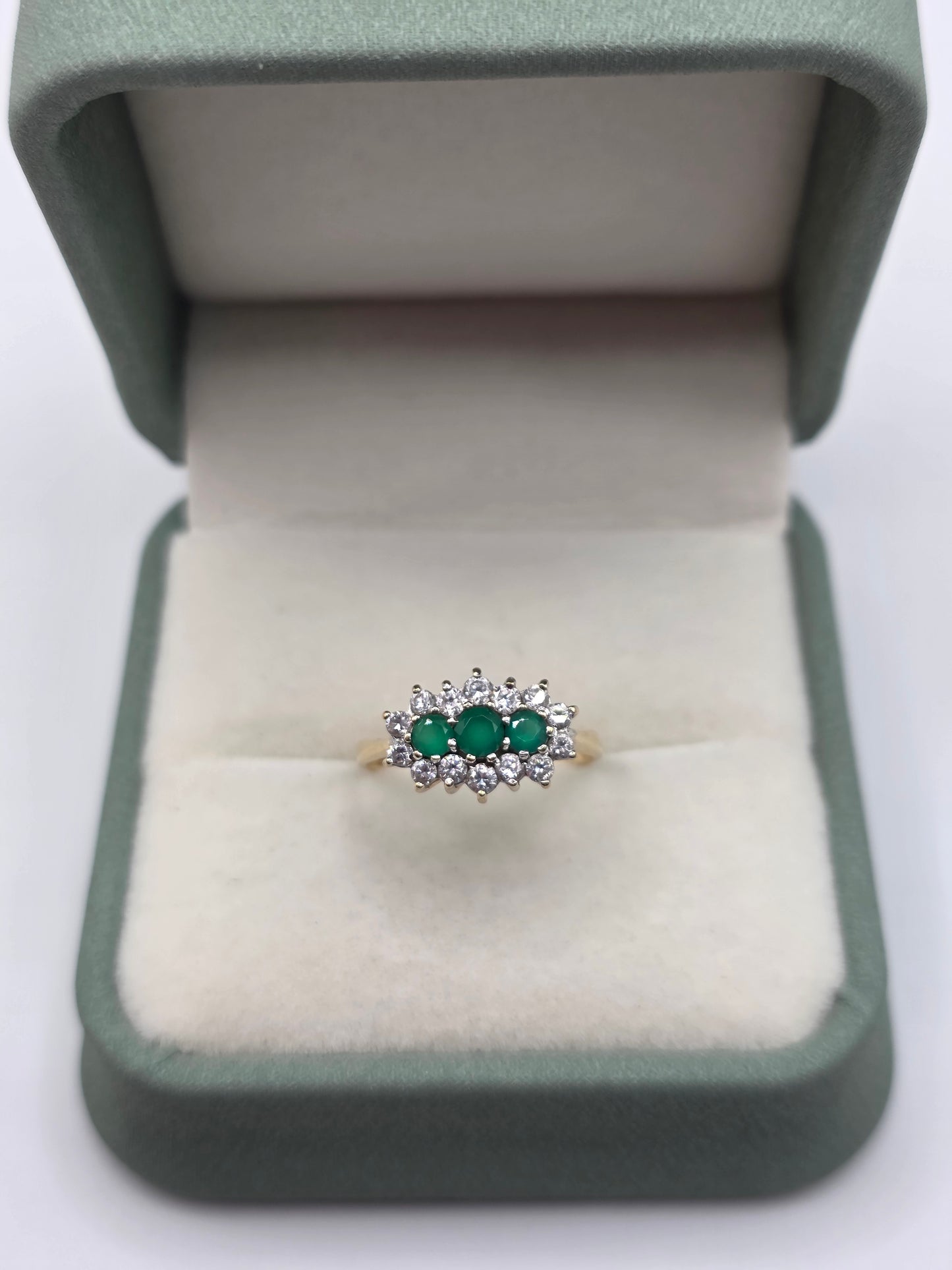 9ct gold emerald and cz ring
