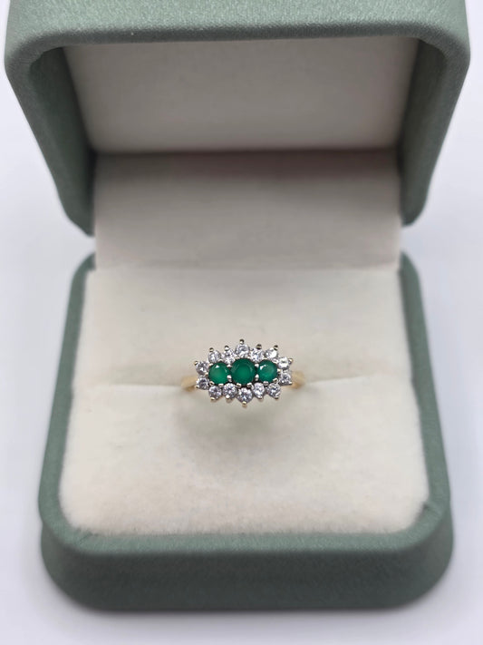 9ct gold emerald and cz ring