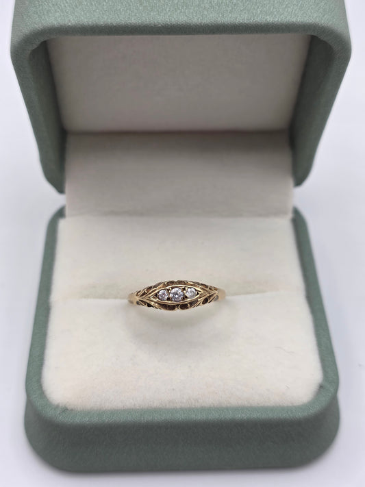 Edwardian 9ct gold cz gypsy ring