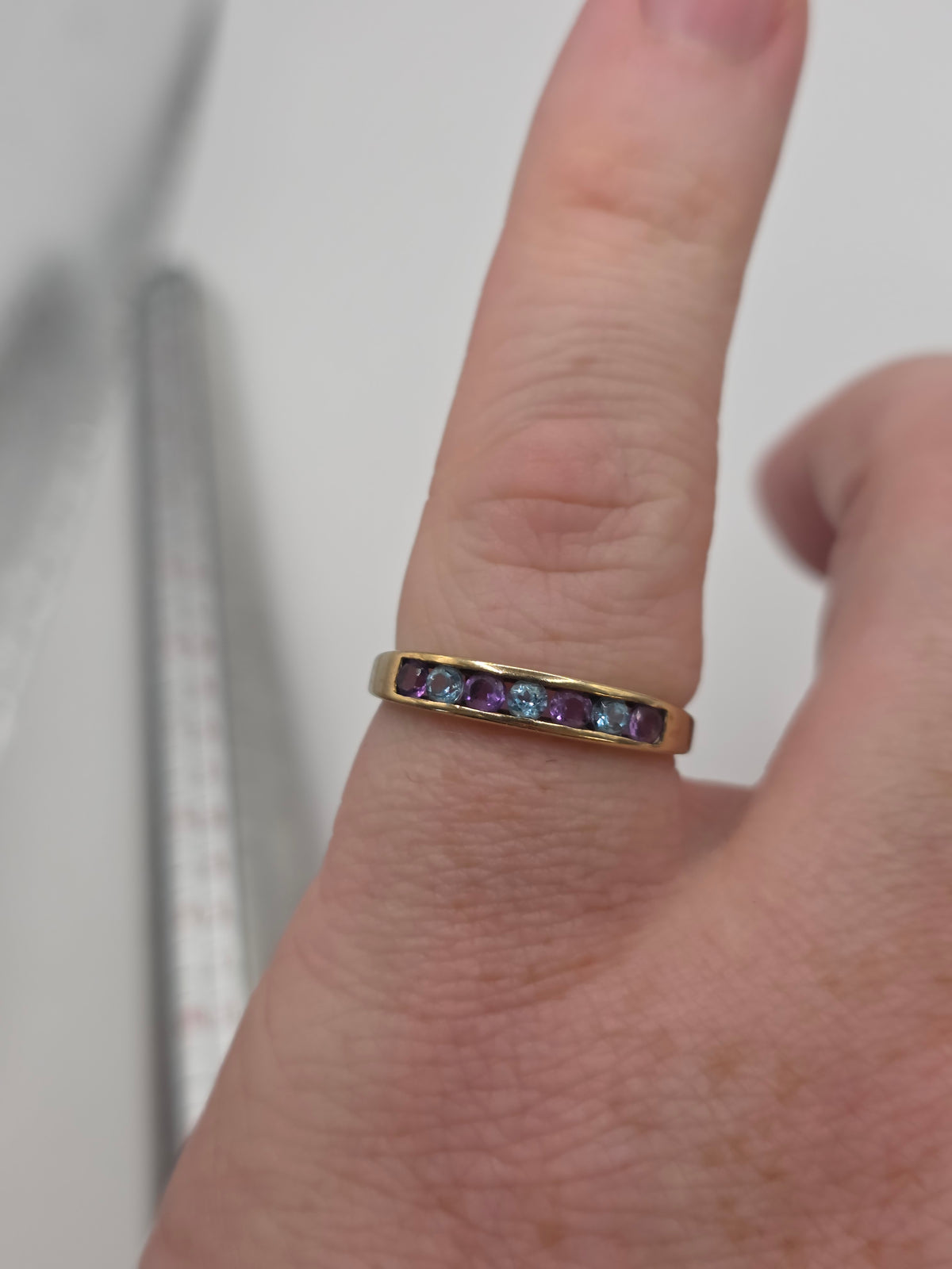 9ct gold amethyst and topaz ring