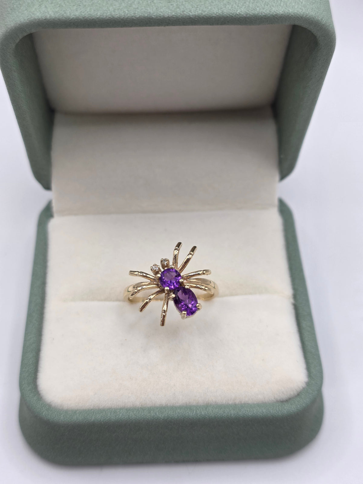 9ct gold amethyst and diamond spider ring
