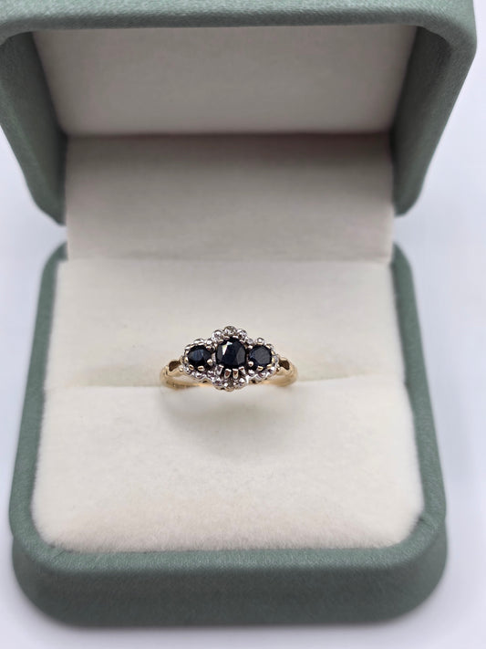 9ct gold sapphire and diamond ring
