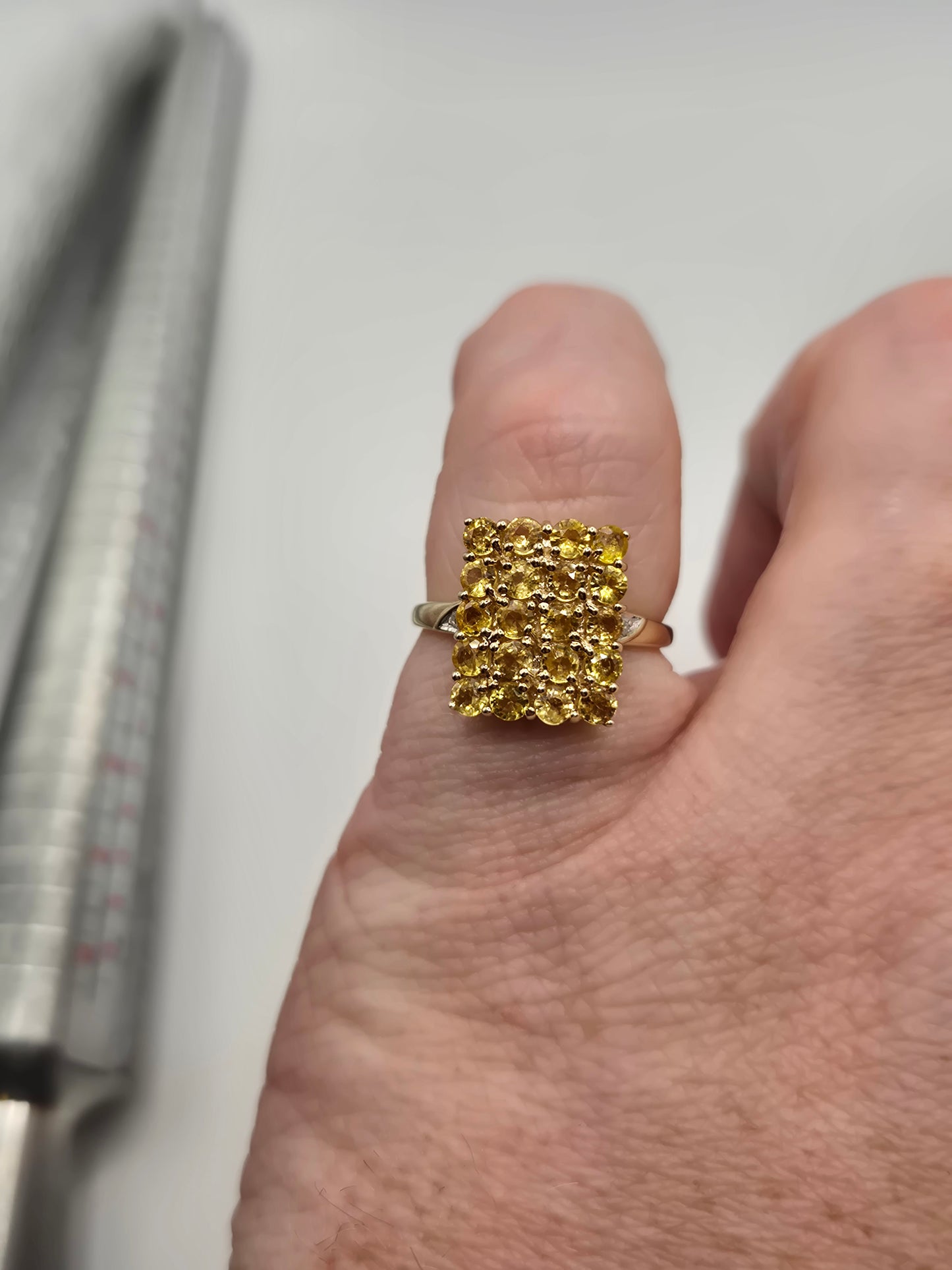 9ct gold yellow sapphire and diamond ring