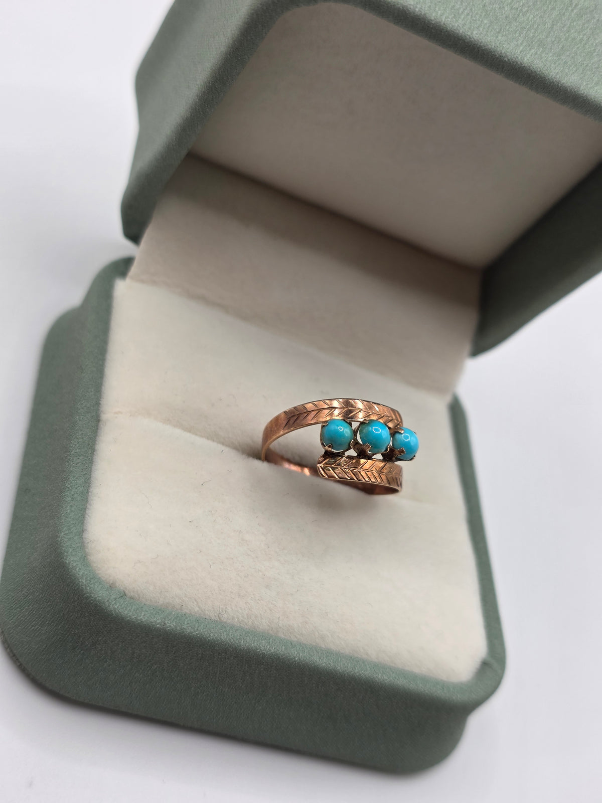 9ct rose gold turquoise ring