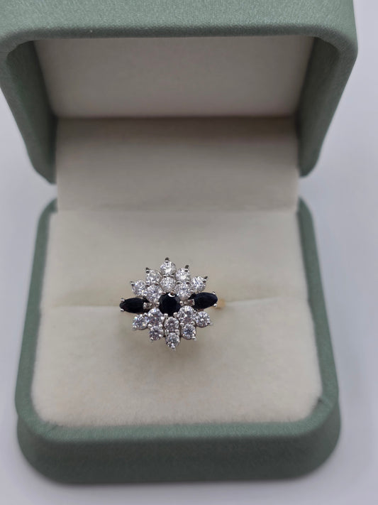 9ct gold sapphire and cz ring