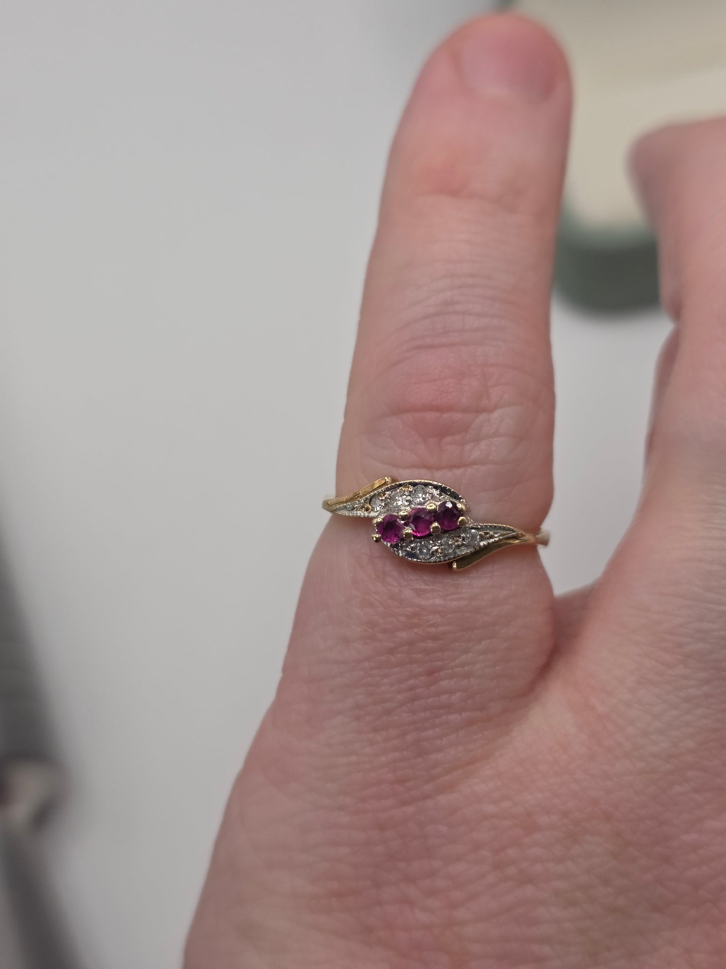 9ct gold ruby and diamond ring