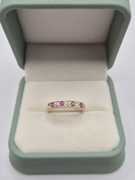 9ct gold ruby and diamond ring