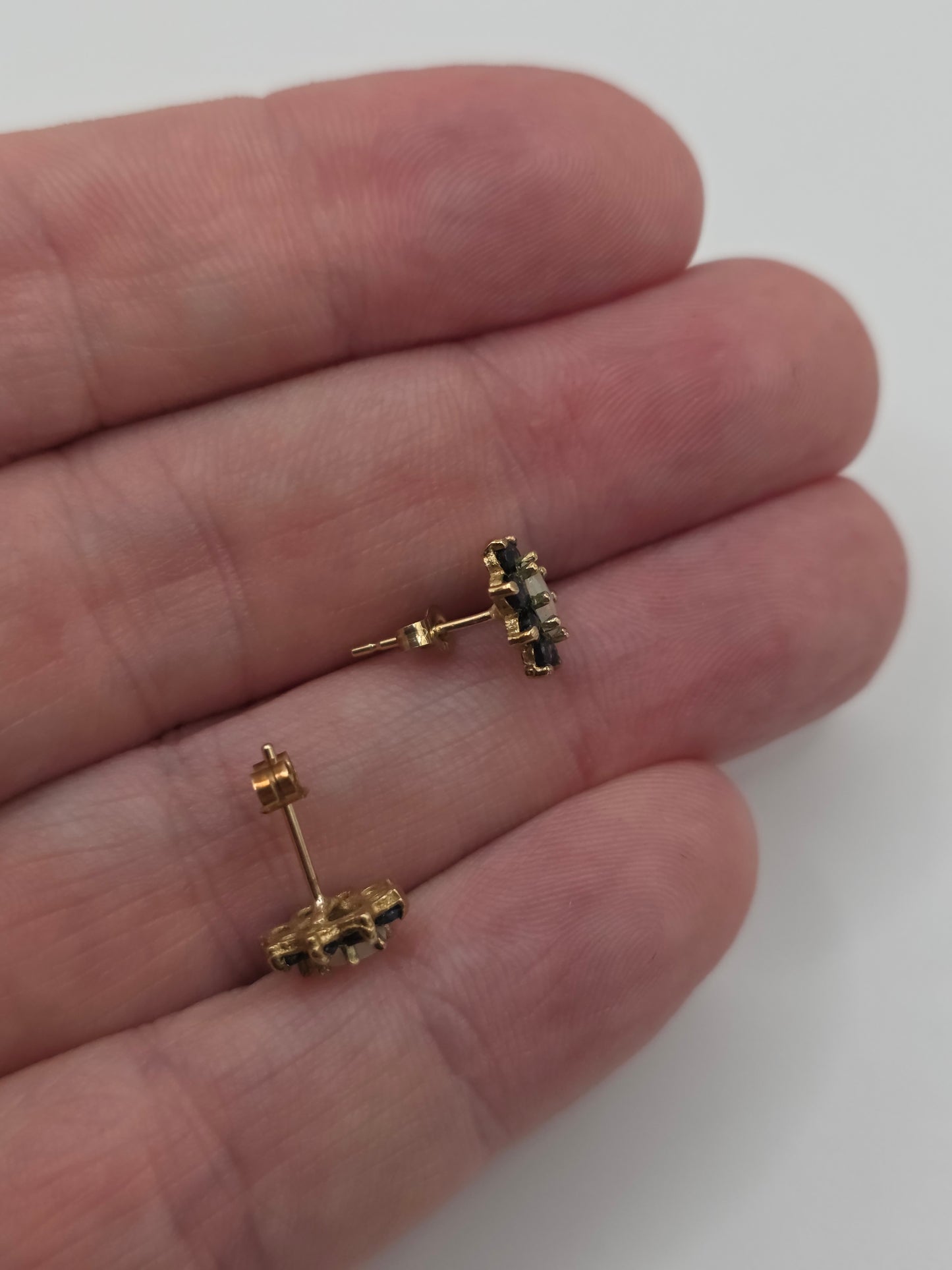 9ct gold opal and sapphire earrings