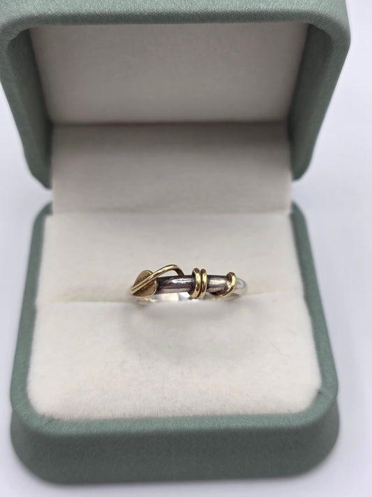 Vintage silver ring with 18ct gold detail
