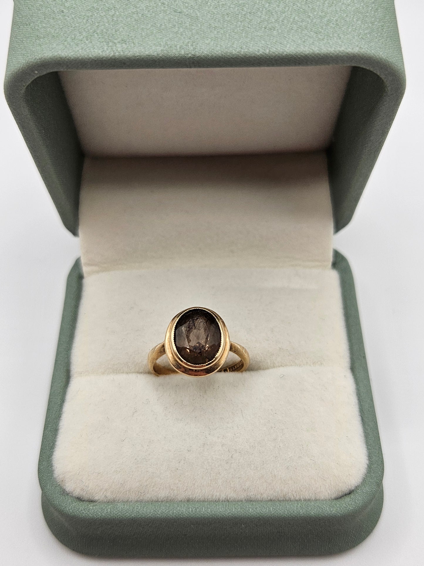 9ct gold smokey quartz ring