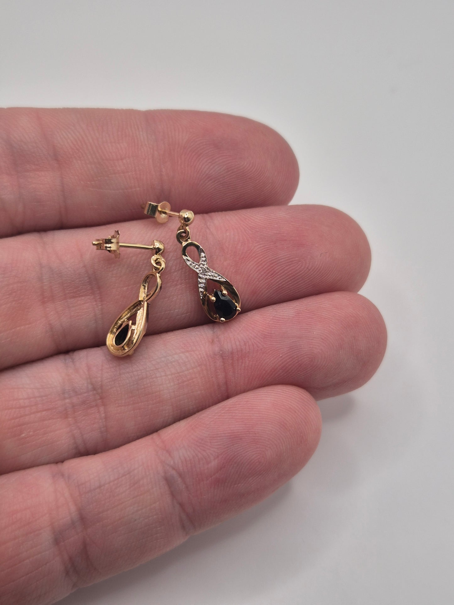 9ct gold sapphire and diamond earrings