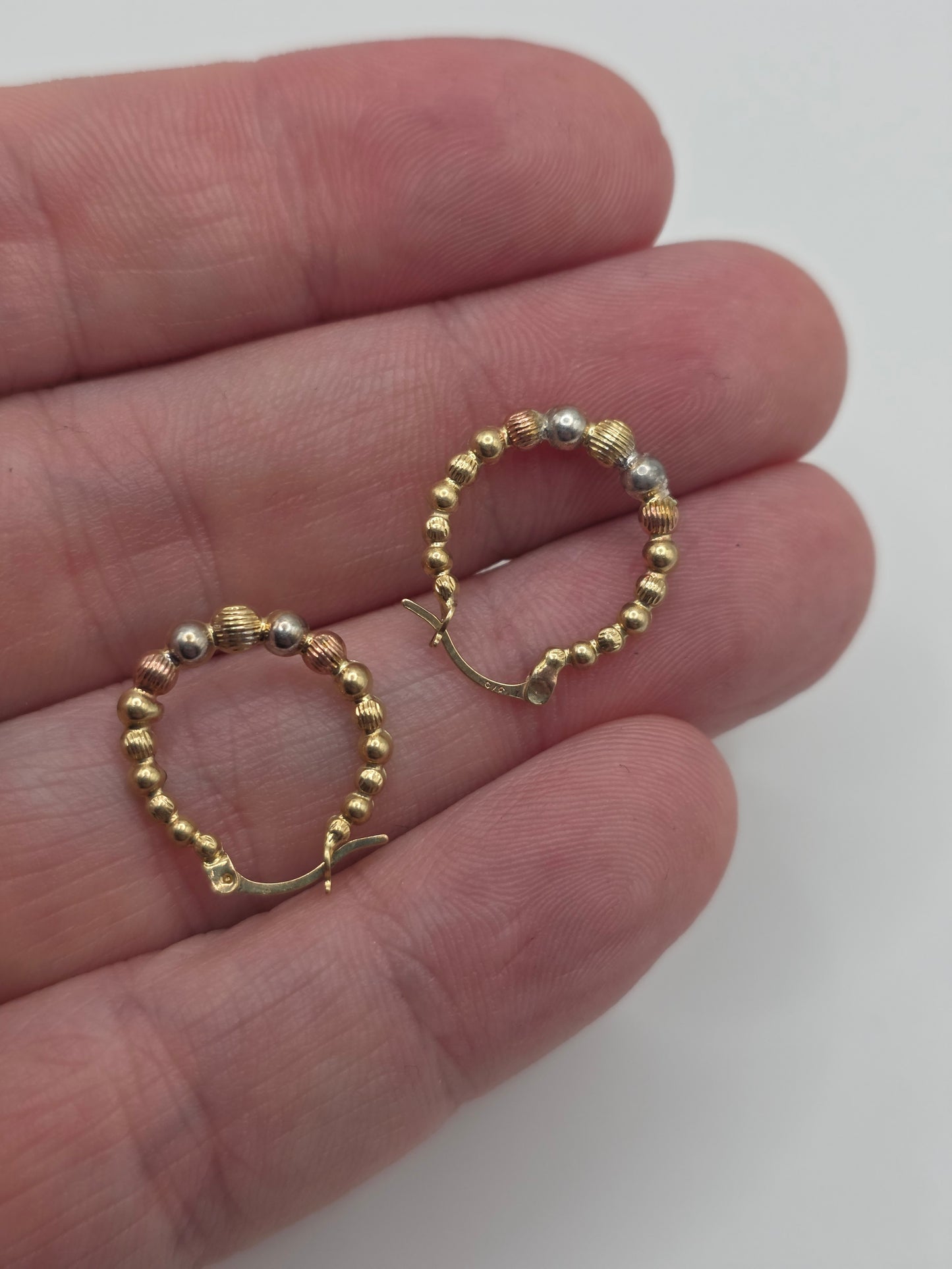 9ct tri gold creole earrings