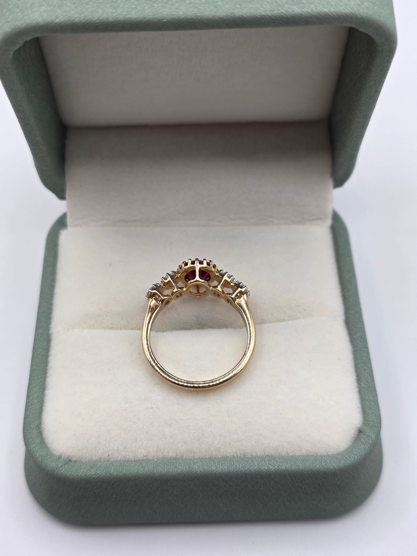 9ct gold ruby and white topaz ring