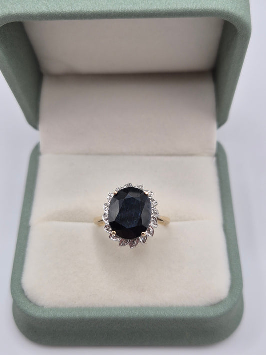 9ct gold sapphire and diamond ring