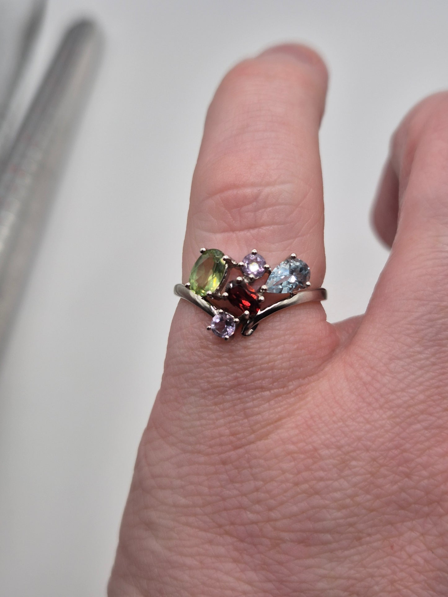 9ct white gold multigem ring