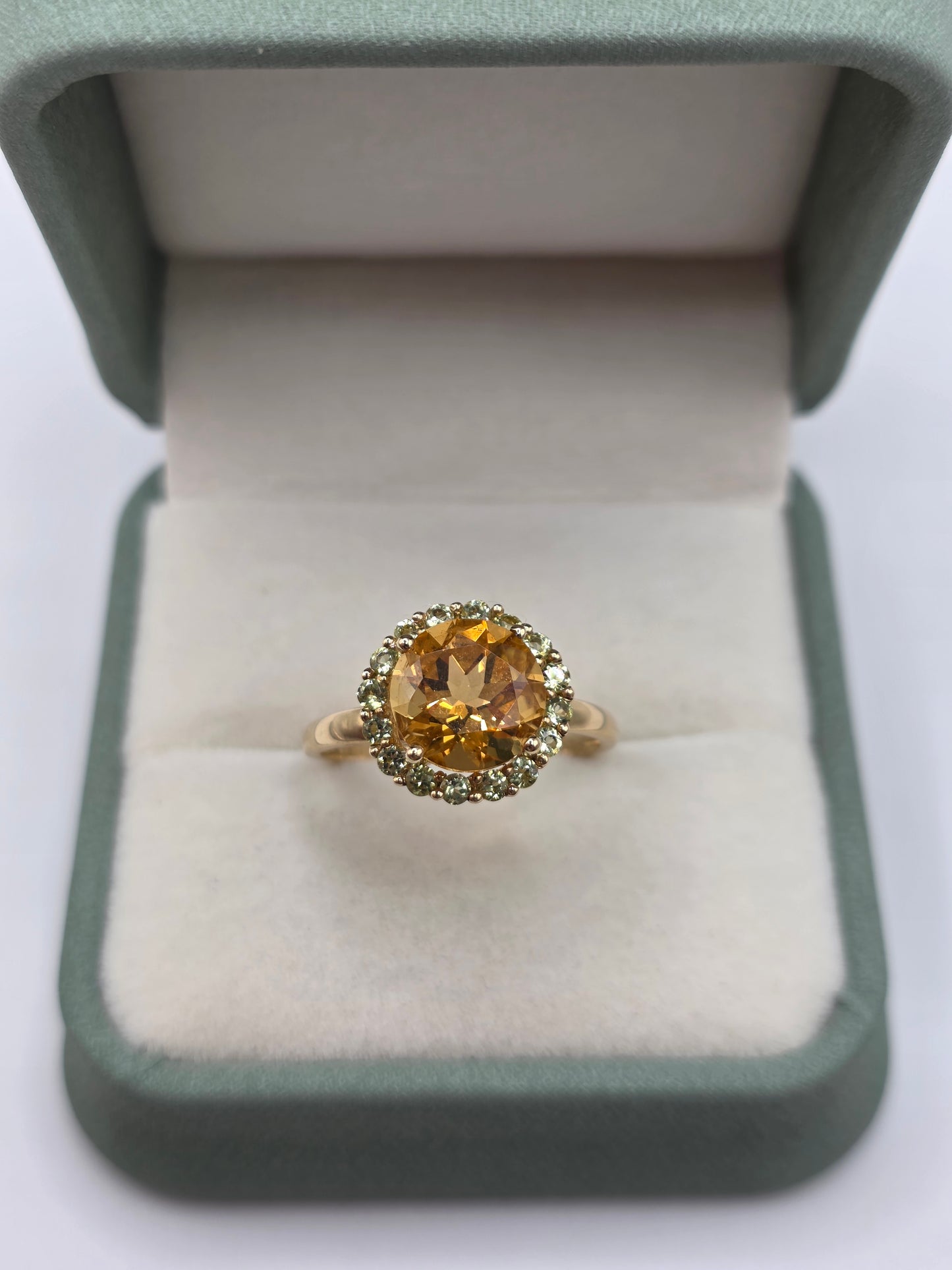9ct gold citrine and tourmaline ring