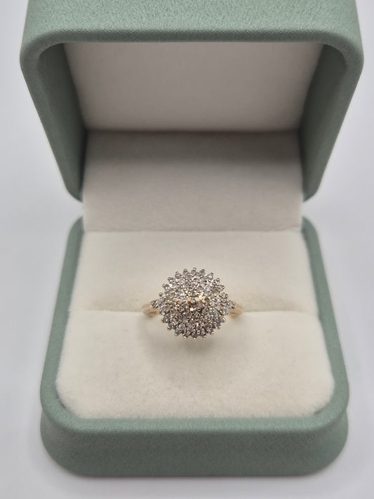 9ct gold 50 point diamond cluster ring