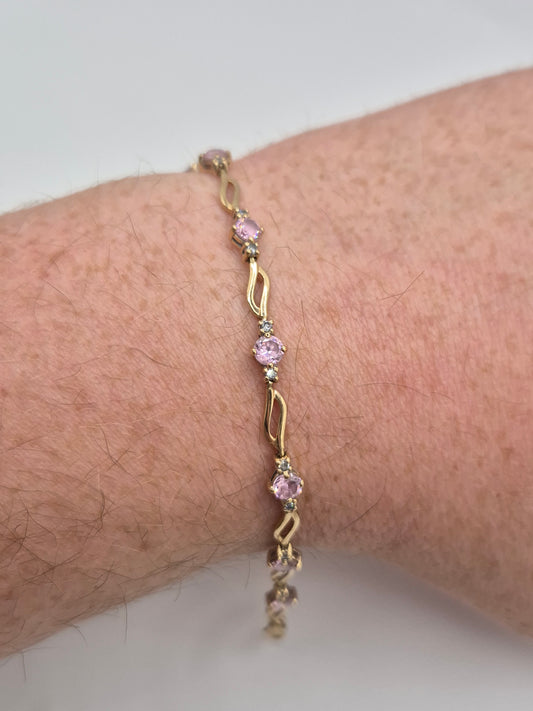 9ct gold pink cz bracelet bracelet