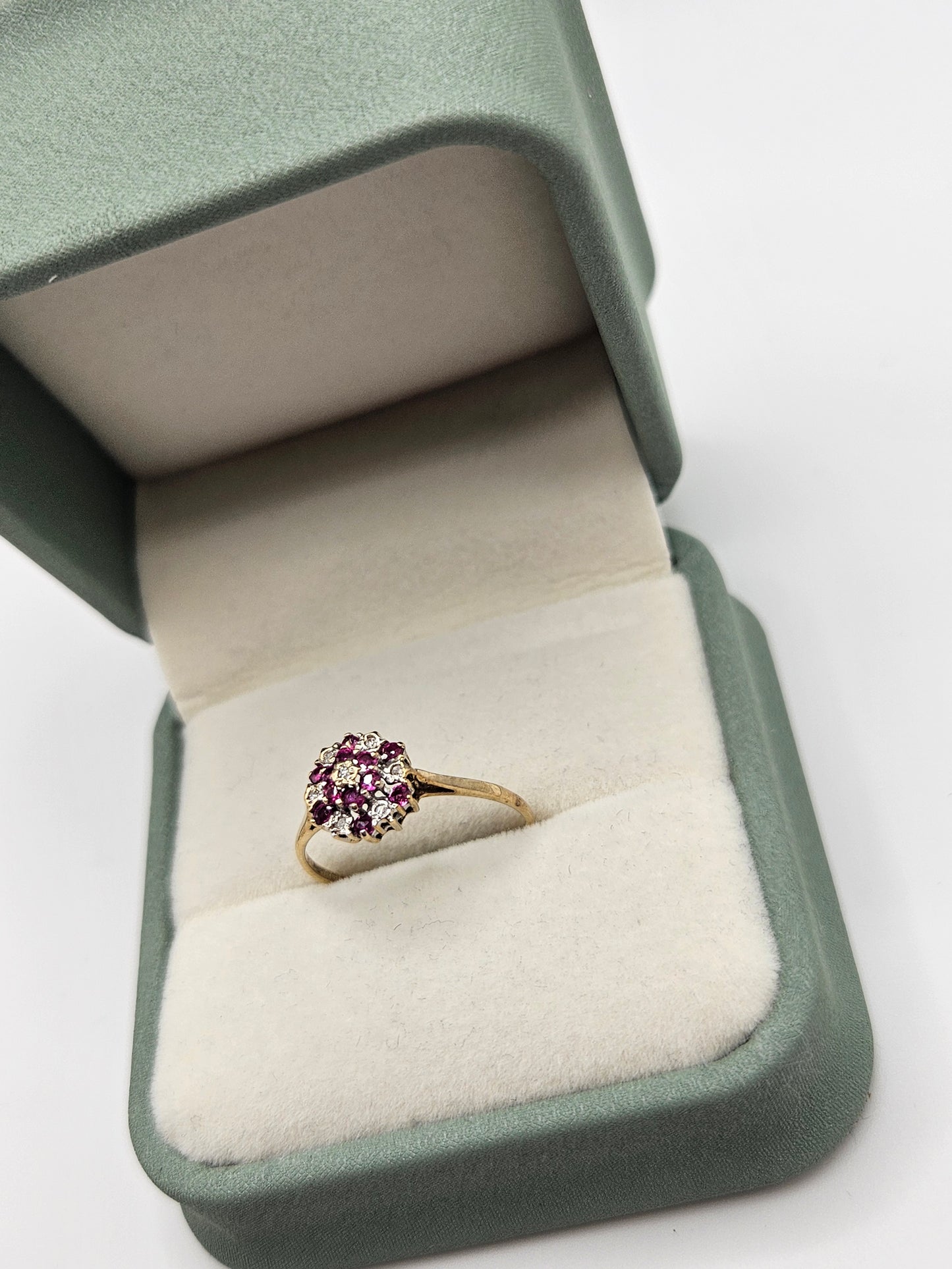 9ct gold ruby and diamond ring