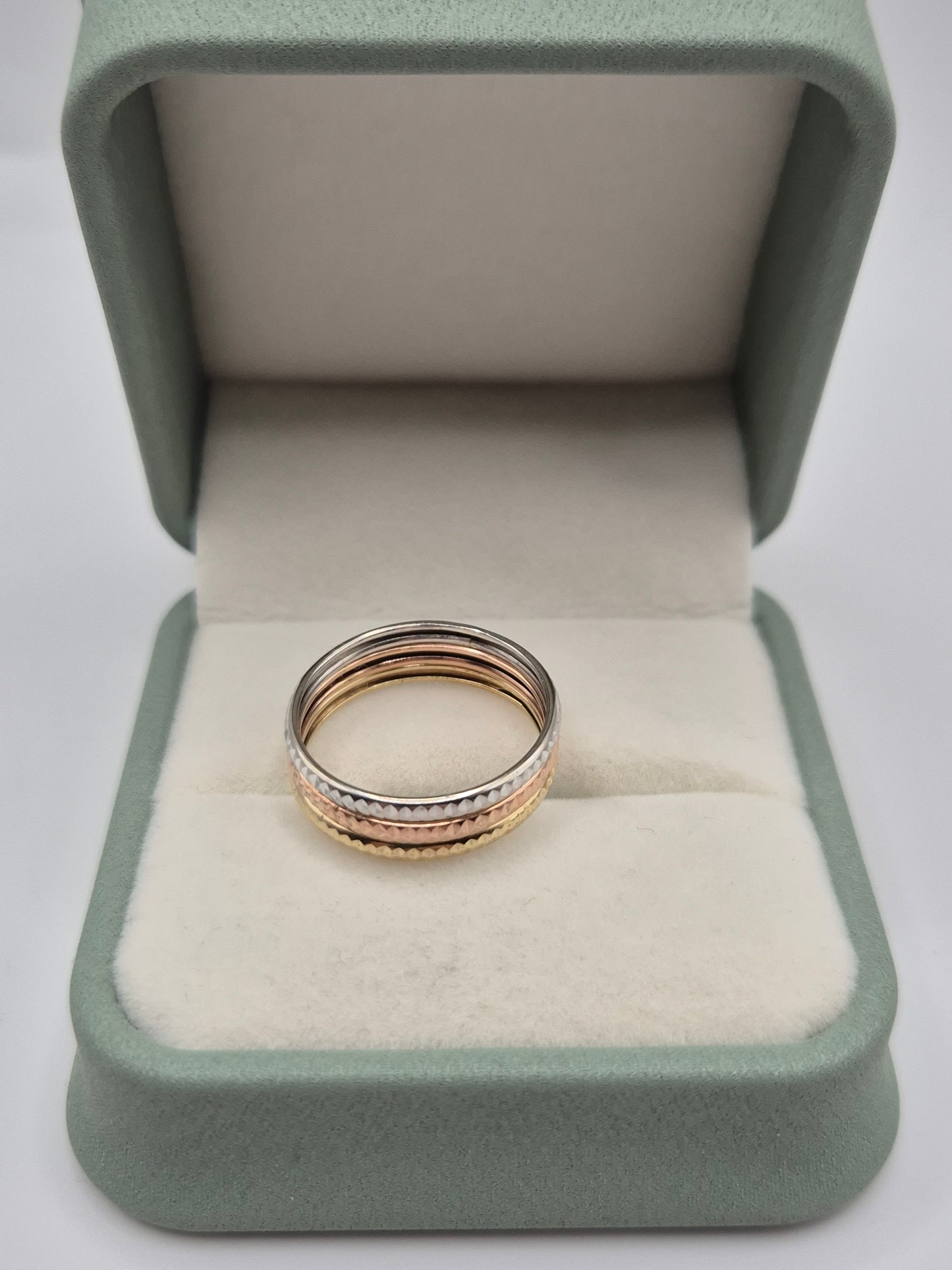 9ct tri gold stacking ring