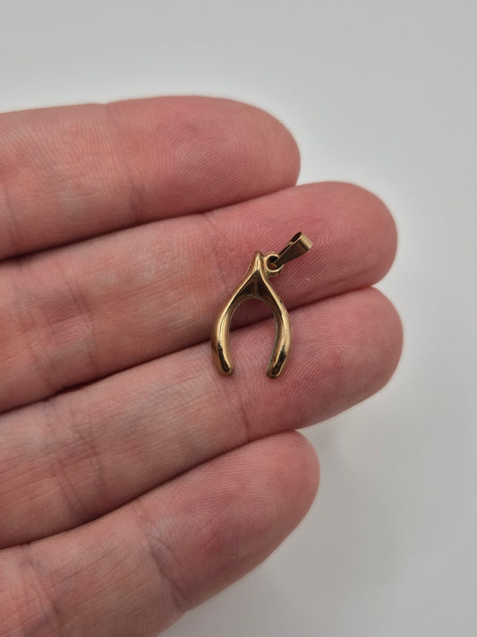 9ct gold wishbone charm