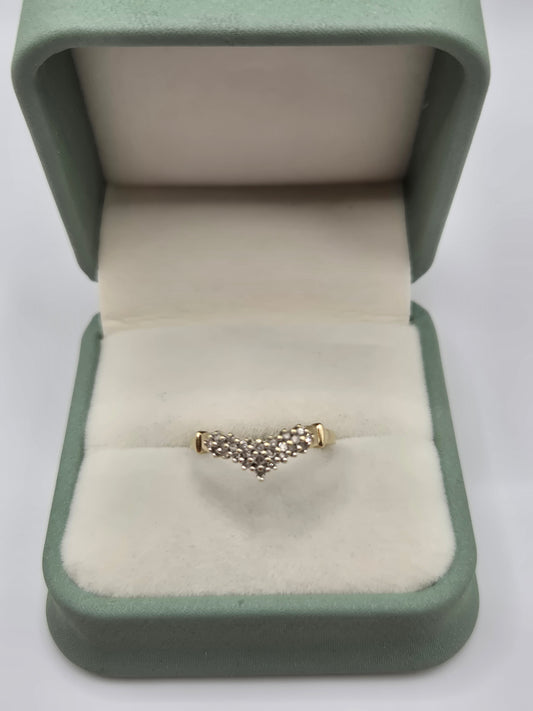 9ct gold diamond wishbone ring