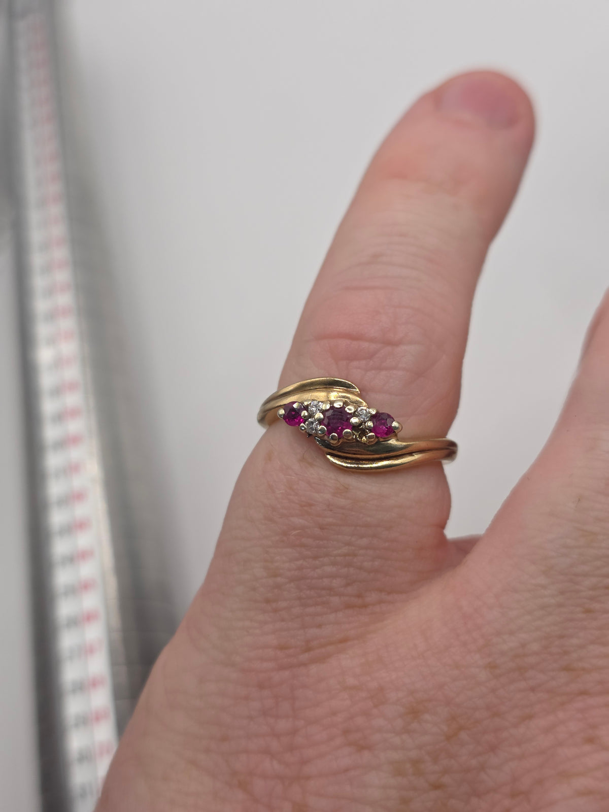 9ct gold ruby and diamond ring