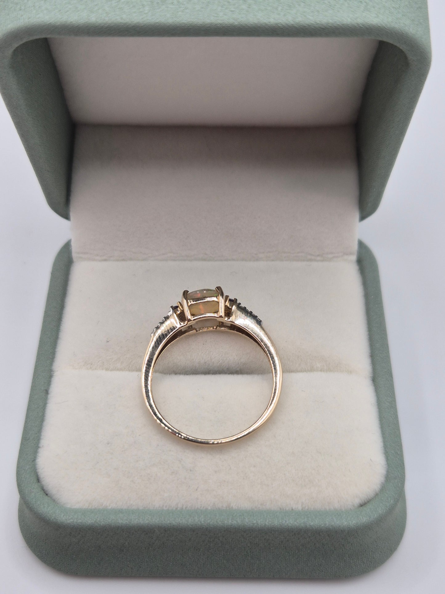 9ct gold opal, colour change garnet and diamond ring