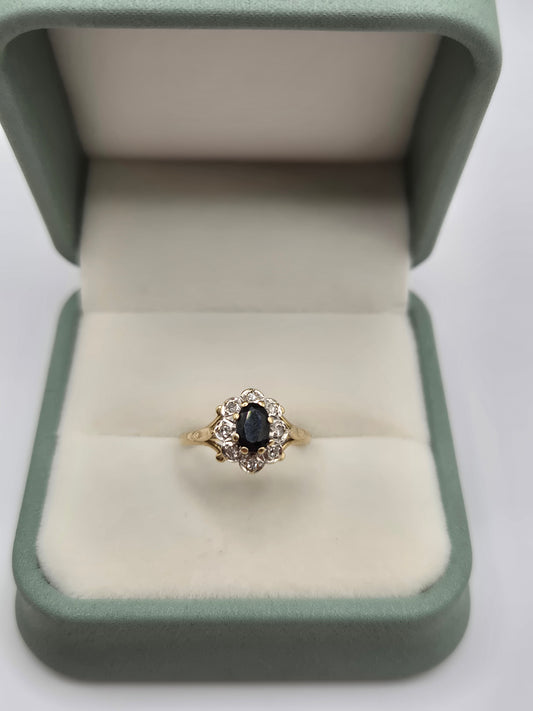 9ct gold sapphire and diamond ring