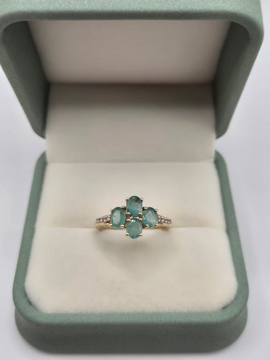 9ct gold grandidierite and diamond ring
