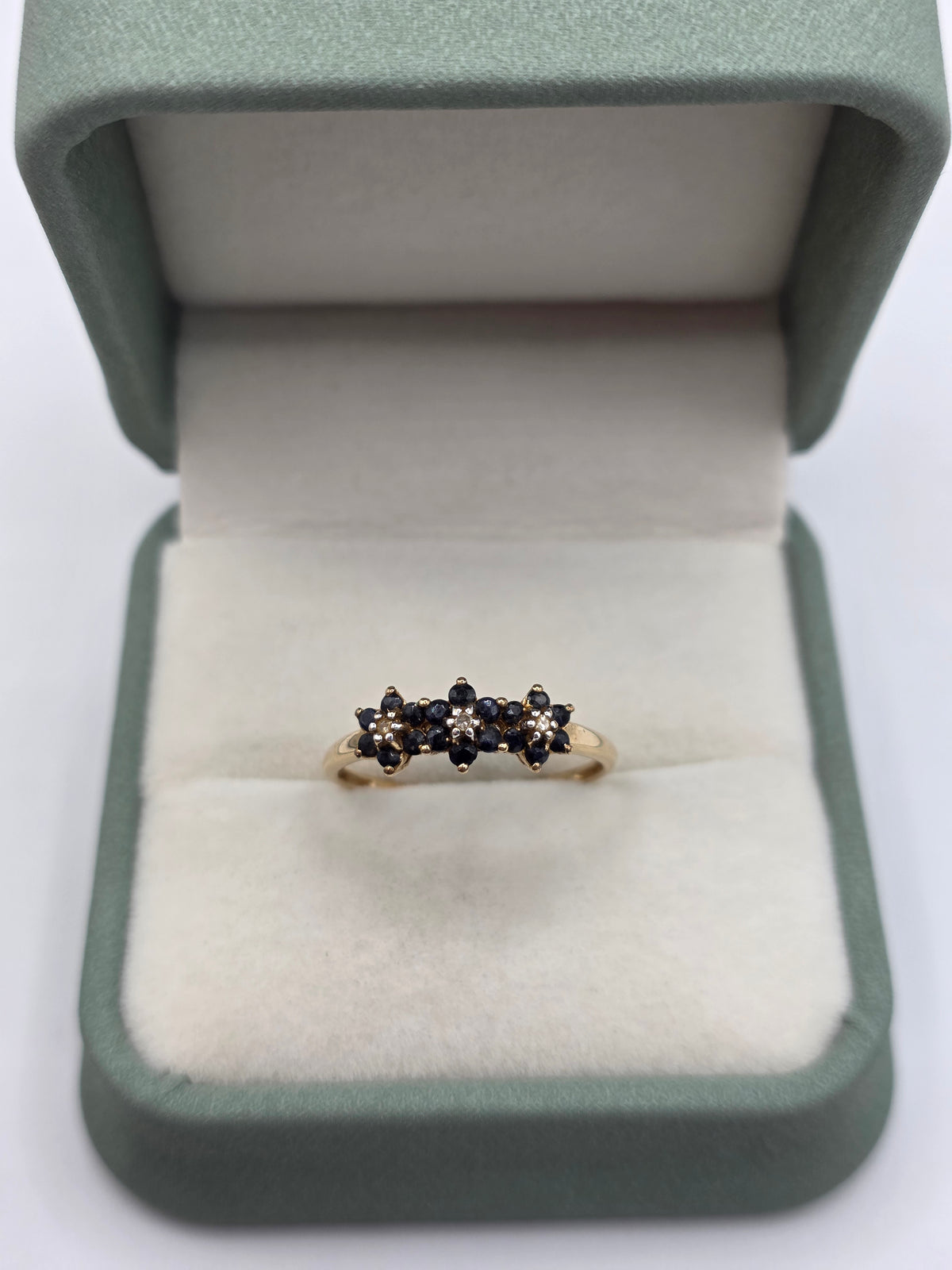 9ct gold sapphire and diamond ring