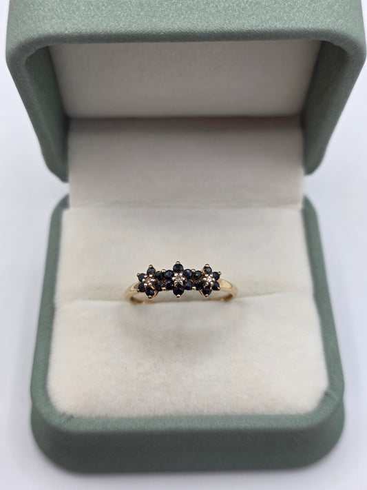 9ct gold sapphire and diamond ring