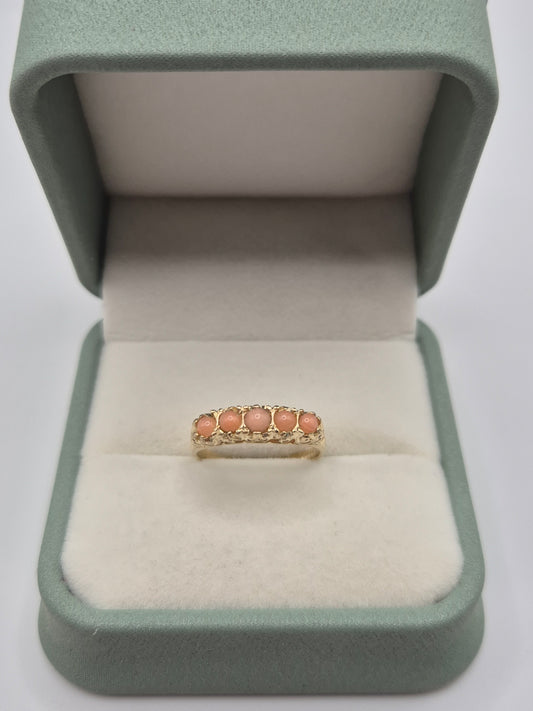 9ct gold coral ring