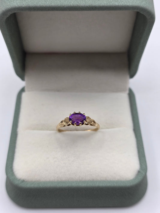 9ct gold amethyst ring
