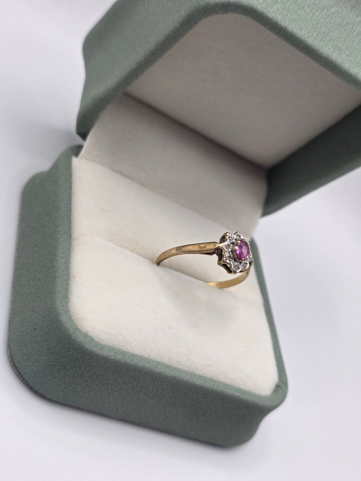 9ct gold ruby and diamond ring