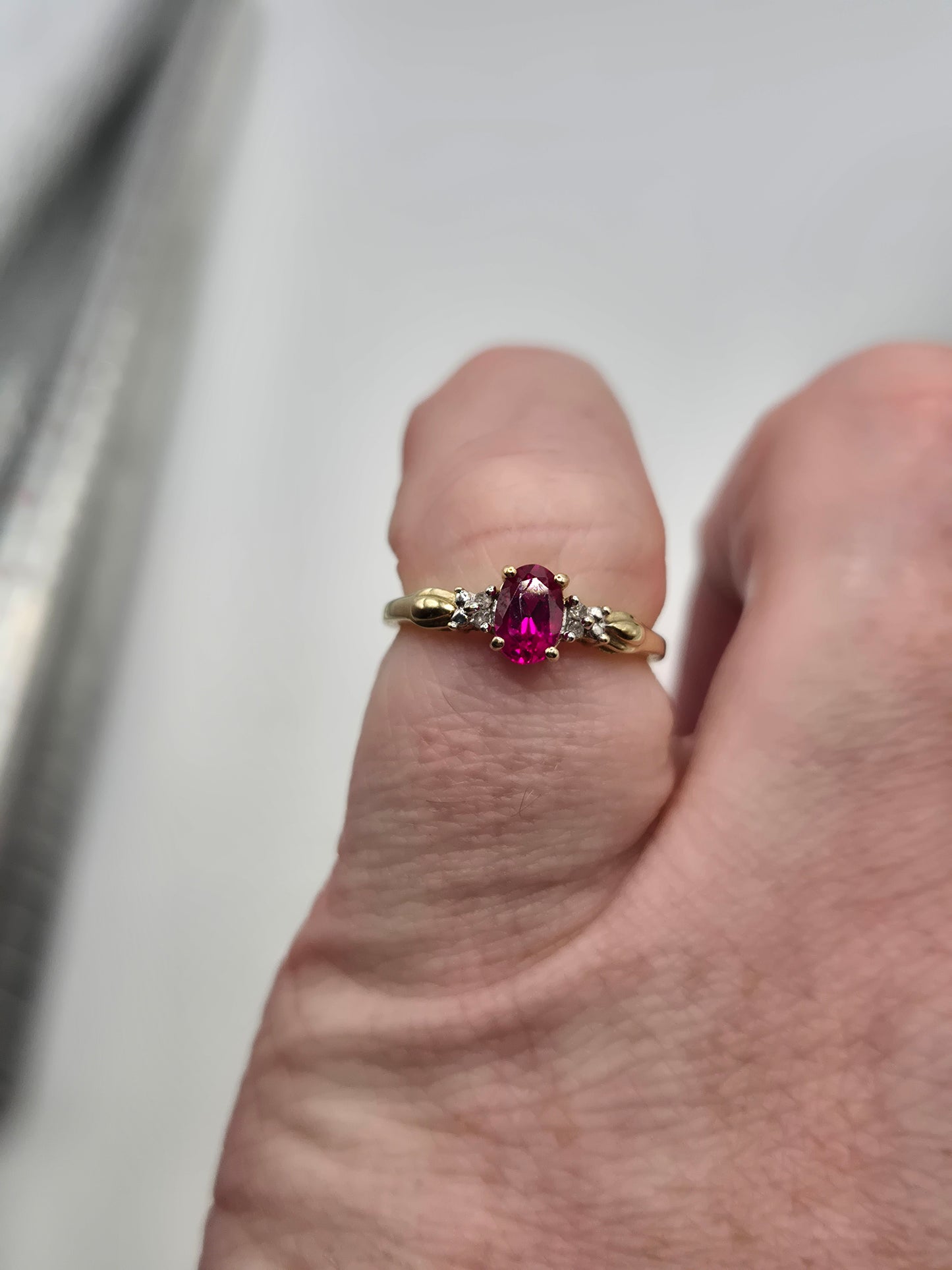 9ct gold ruby and diamond ring