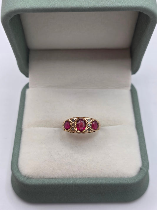 9ct rose gold pink tourmaline and diamond ring