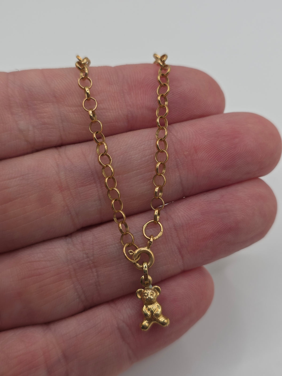 9ct gold teddy bear belcher bracelet
