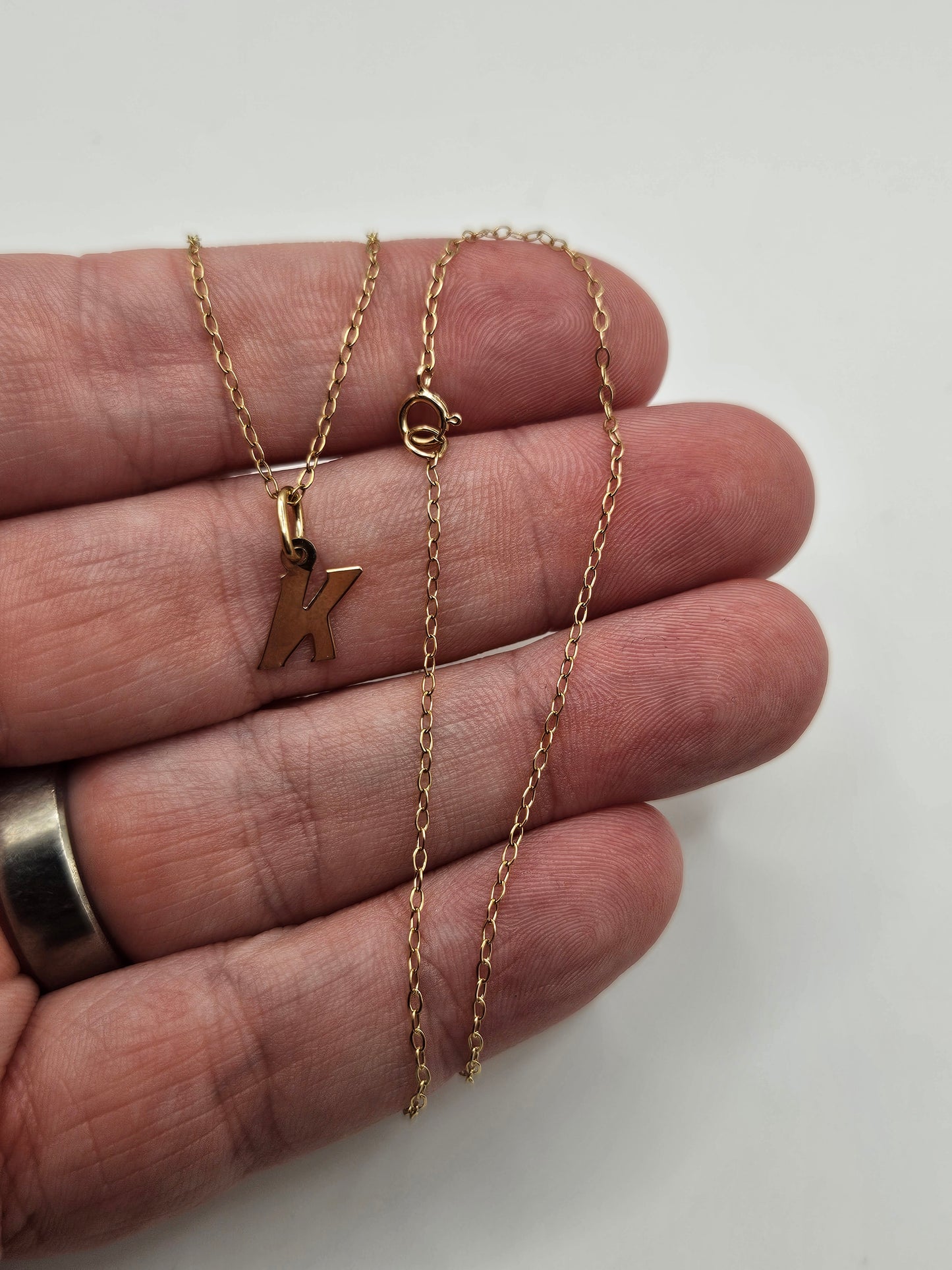 9ct gold initial K necklace