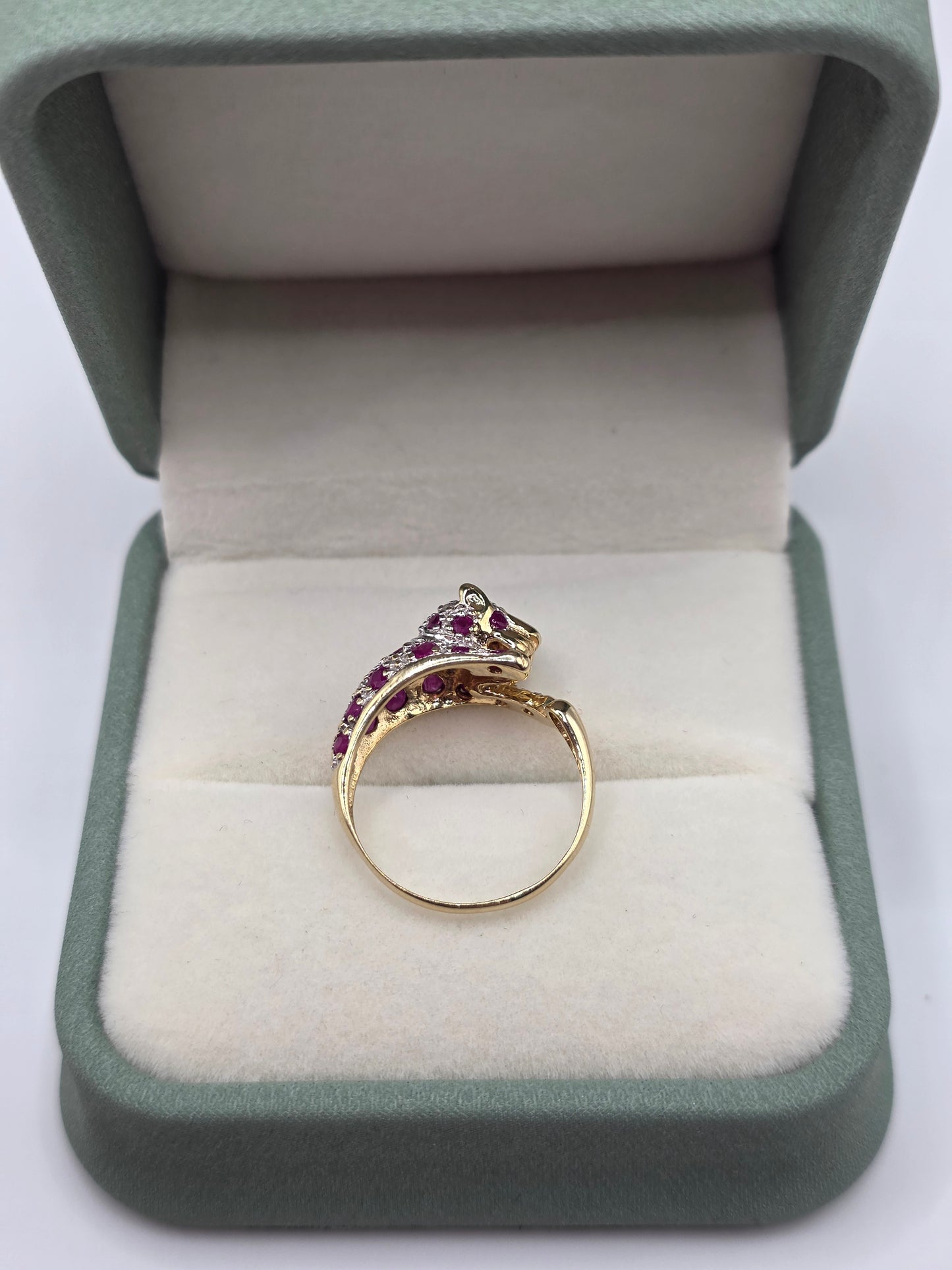 9ct gold Ruby and diamond panther ring