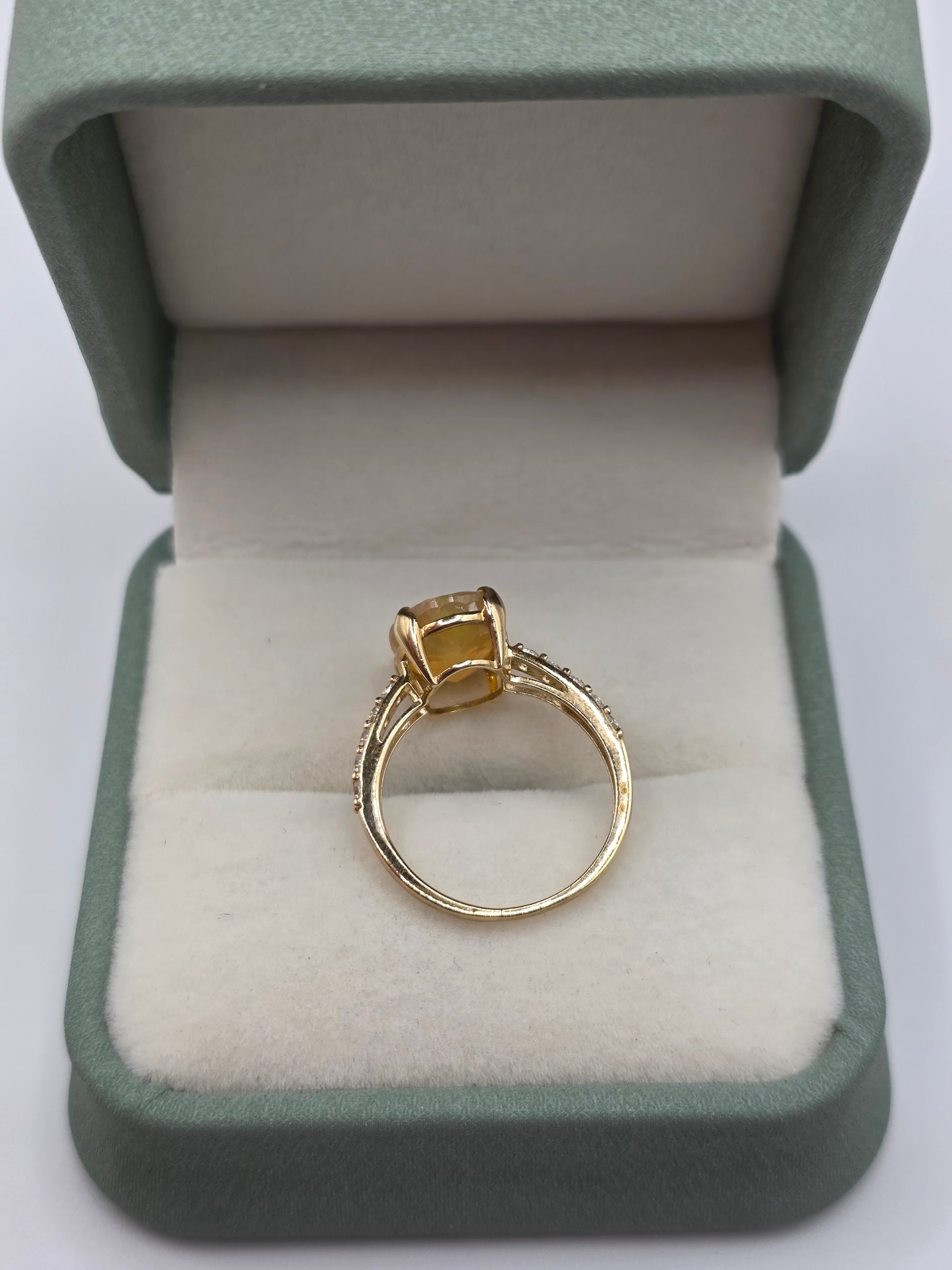 9ct gold opal and zircon ring