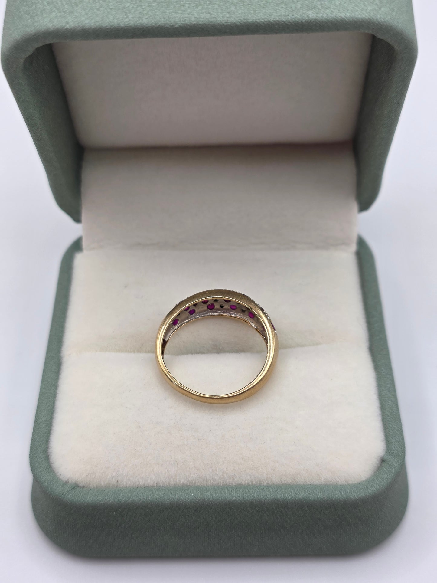 9ct gold ruby and diamond ring