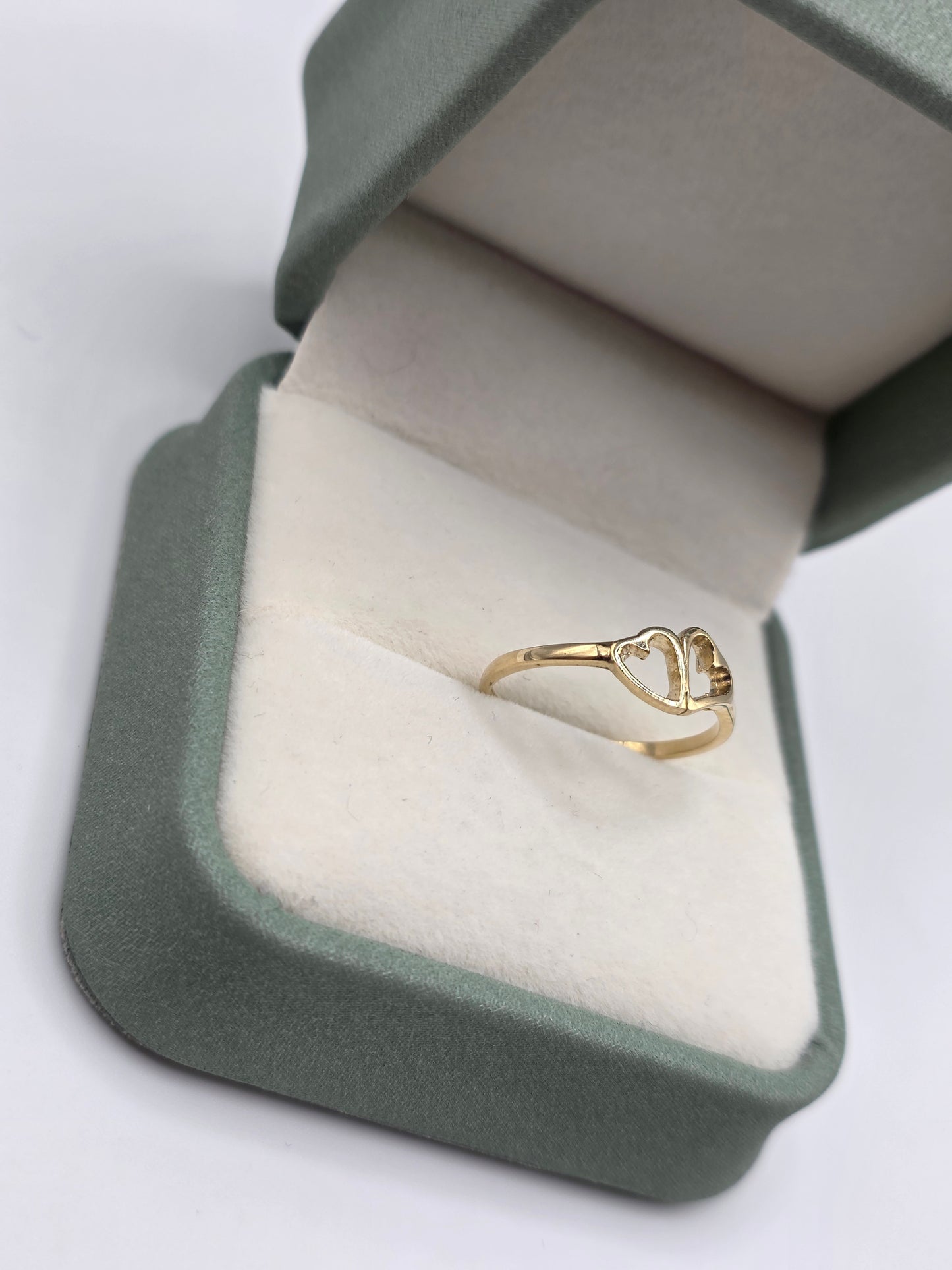 9ct gold double heart ring