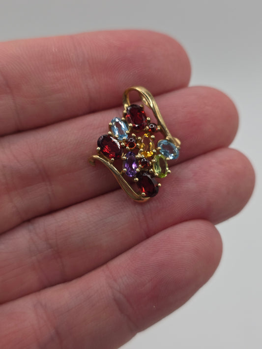 9ct gold multigem pendant