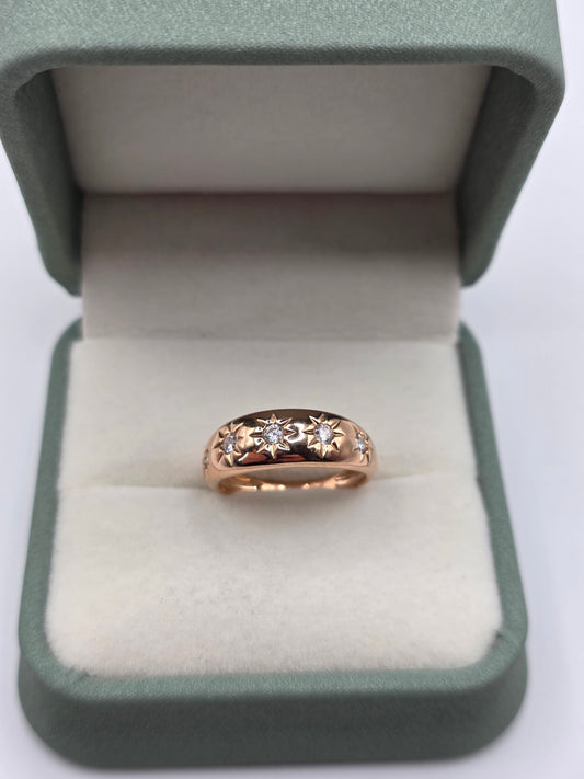 14ct rose gold cz gypsy ring